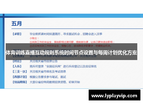 体育训练直播互动规则系统时间节点设置与每周计划优化方案 体育训练直播互动规则系统时间节点设置与每周计划优化方案